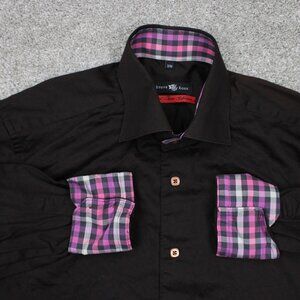 Stone Rose Flip Cuff Shirt Mens 3 / Medium Brown/Pink Red Rivet Collection L/S